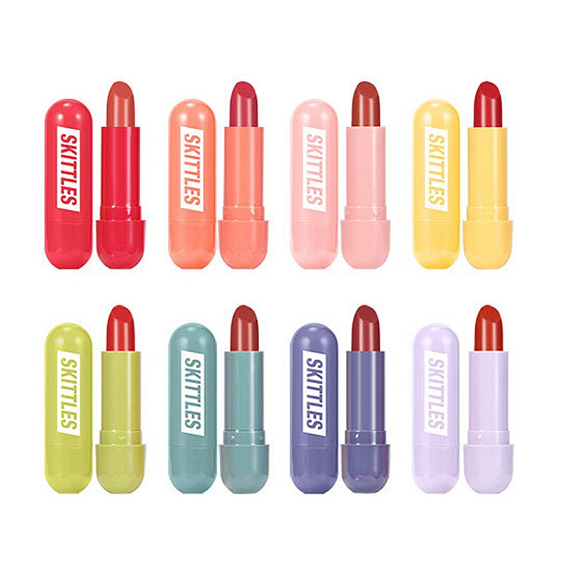 Beyprern 1 Set 8/12 Colors Lasting Lipstick+Lipstick Raincoat  Matte Waterproof Capsule Designed Lip Gloss Non-Stick Cup Portable TSLM1