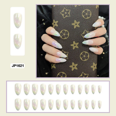 Graduation gifts Mermaid Color Auroral Color Shell Fairy Fake Nail Art Wearable False Nails With Glue And Sticker 24pcs/box