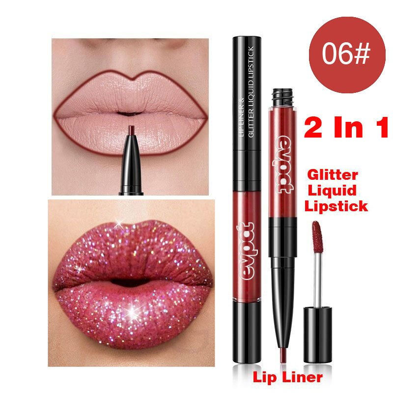 Diamond Lip Gloss Base Maquillajes Para Mujer Makeup Set Double Head Matte Lipgloss Focallure Lipstick Shimmer Cosmetic TSLM1