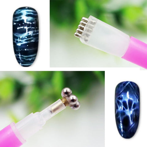 Nail Art Magnet Stick Cat Eyes Double Headed Magnet for Nail Gel Polish 3D Line Strip Effect Strong Magnetic Pen Manicure Tools