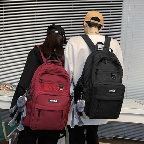 Unisex Waterproof Nylon Backpack Fashion Vertical Zipper Travel Bag for College Couples Schoolbag Men and Women Laptop Backpack