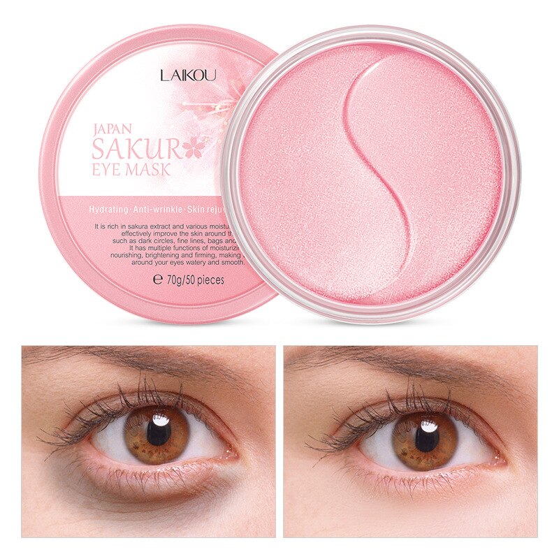 50pcs LAIKOU Sakura Collagen Eye Mask Eye Patches Remove Eye Bags Moisturizing Anti-Puffiness Dark Circle Anti-Aging Skin Care