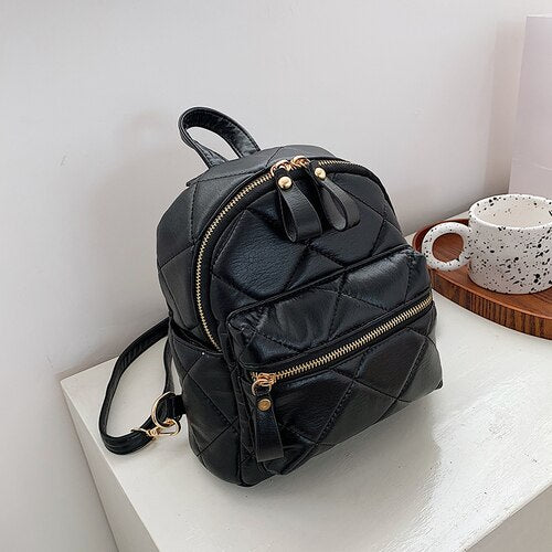 Western Small Backpack Women Autumn and Winter PU Leather Backpacks New Trendy Fashion Shoulder School Bags Versatile Dual-use