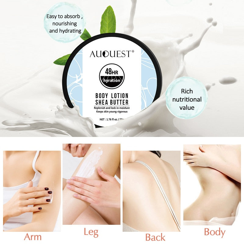 AUQUEST Shea Butter Body Lotion Strong Whitening Skin Moisturizing Cream Soften Organic Body Care