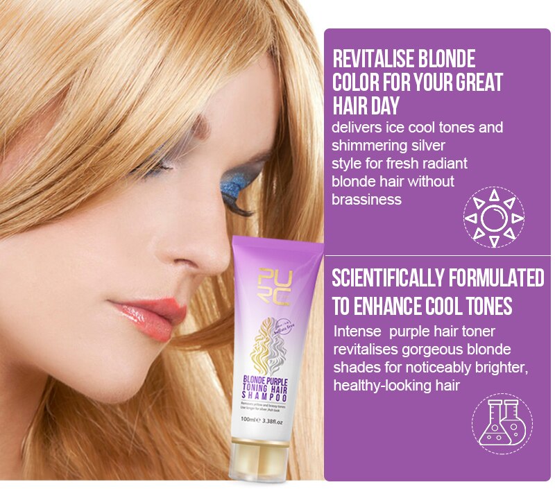 PURC 100ml Purple Shampoo For Blonde Hair Brassaway Revitalizing Shampoo Sulfate Free Color Treated Shampoo No Yellow Shampoo