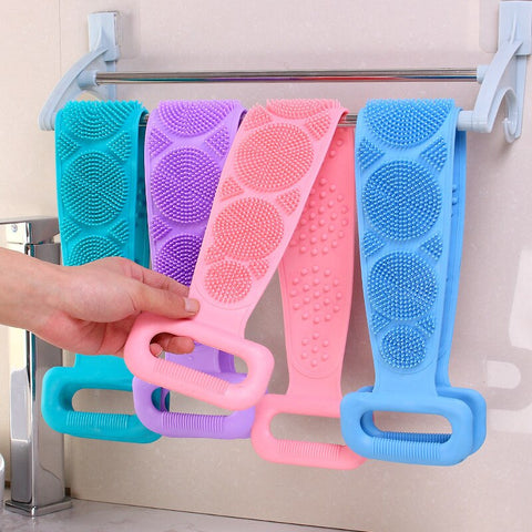 Christmas Gift Thanksgiving Silicone Back Scrubber Soft Loofah Bath Towel Bath Belt Body Exfoliating Massage For Shower Body Cleaning Bathroom Shower Strap