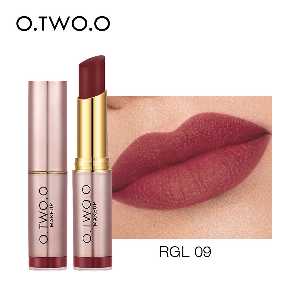 O.TWO.O Matte Lipstick Not Dry Waterproof Lip Balm Non Sticky 12 Colors Sexy Nude Pink Red Lip Tint Moist Lips Makeup Cosmetics