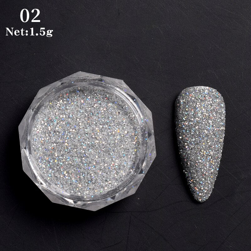 Beyprern 1 Box Hot Sale Holographics Nail Powders Laser Shiny Nail Glitters Dust Decorations For Nail Art Chrome Pigment DIY Accessories