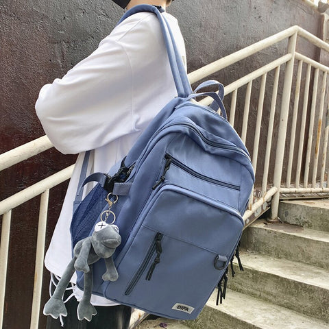 Unisex Student Backpack 2021 New Products Large Capacity School Bag Leisure Pure Color Waterproof Nylon Harajuku Travel Bag