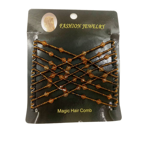 Beyprern 1 Pc Hot Magic Hair Comb Ladies Bead Stretchy Women Hair Combs Professional Double Magic Slide Metal Comb Clip Hair Pins