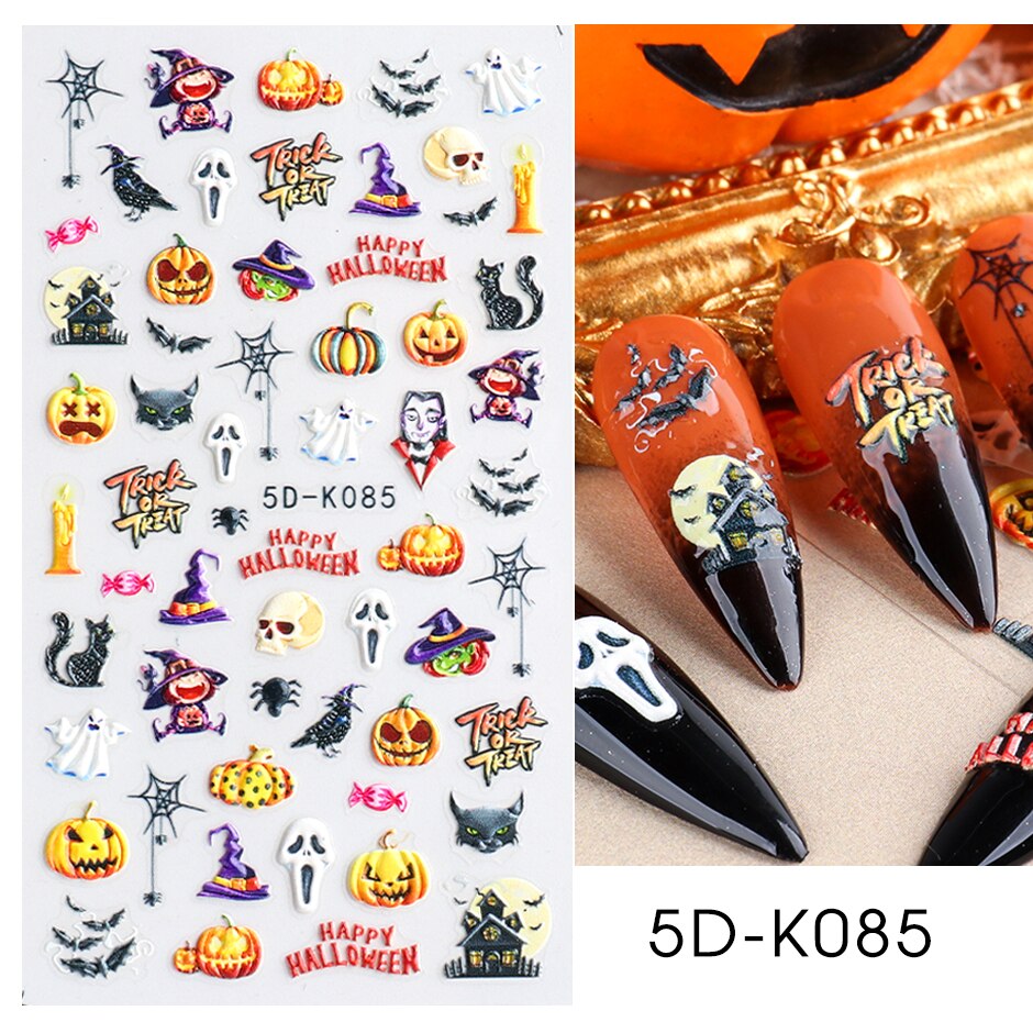Beyprern Halloween 5D Red Bloody Halloween Embossed Decals Nail Stickers Scar Lips DIY Tattoo Party Decor Sliders Manicure Nail Design CH5D-K083
