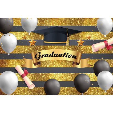 Graduation Party Photography Backdrop Bachelor Cap Congratulations Balloon Decor Photographic Background Photophone Photo Studio