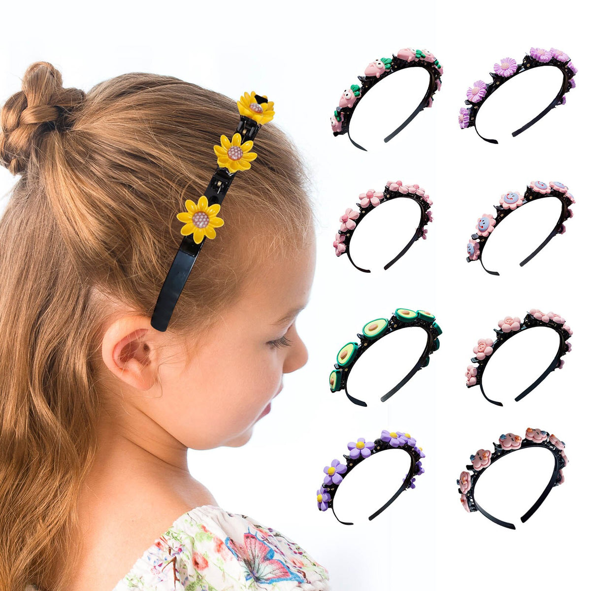 Hairpin 9pcs Kids Hair Hoop With Clips Double Bangs Hairstyle Hairpin Headband Cute Flower Broken Hair Barrette Headdress