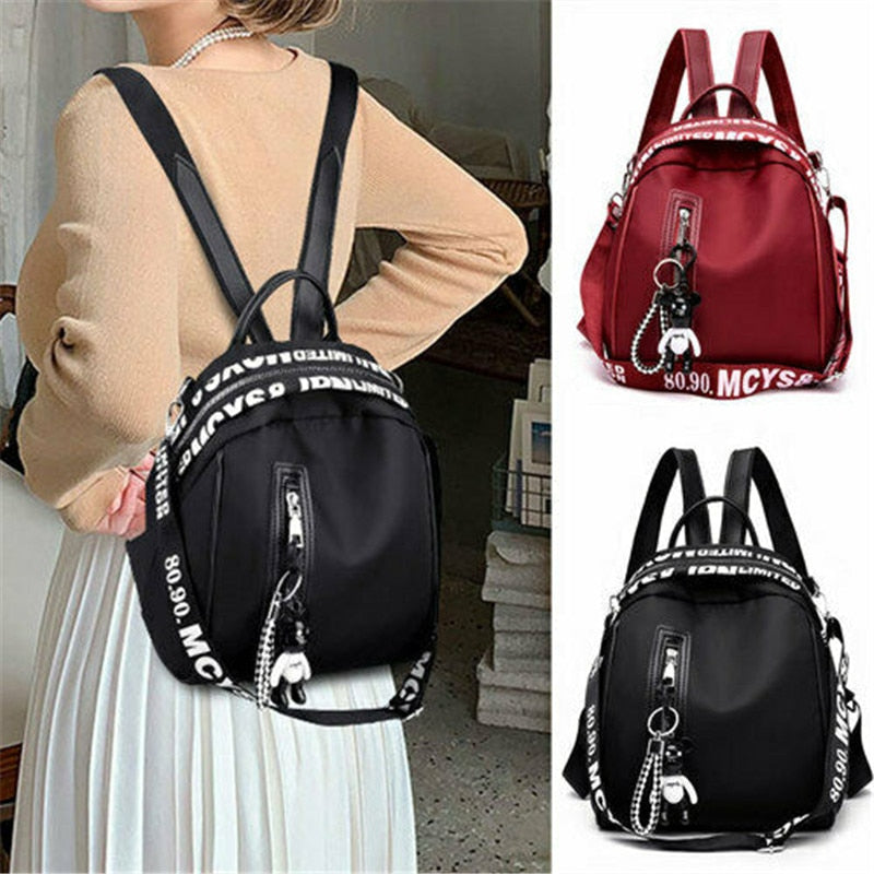 2022 Fashion New Style Women Solid Zipper Oxford School Backpack Lady Portable Travel Satchel Rucksack Shoulder Bag Tote