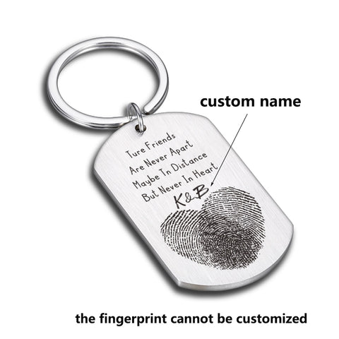 Best Friends Charm Keyring For Women Girls Customized Name and Fingerprint Friendship Forever Simple Jewelry Accessories Gifts