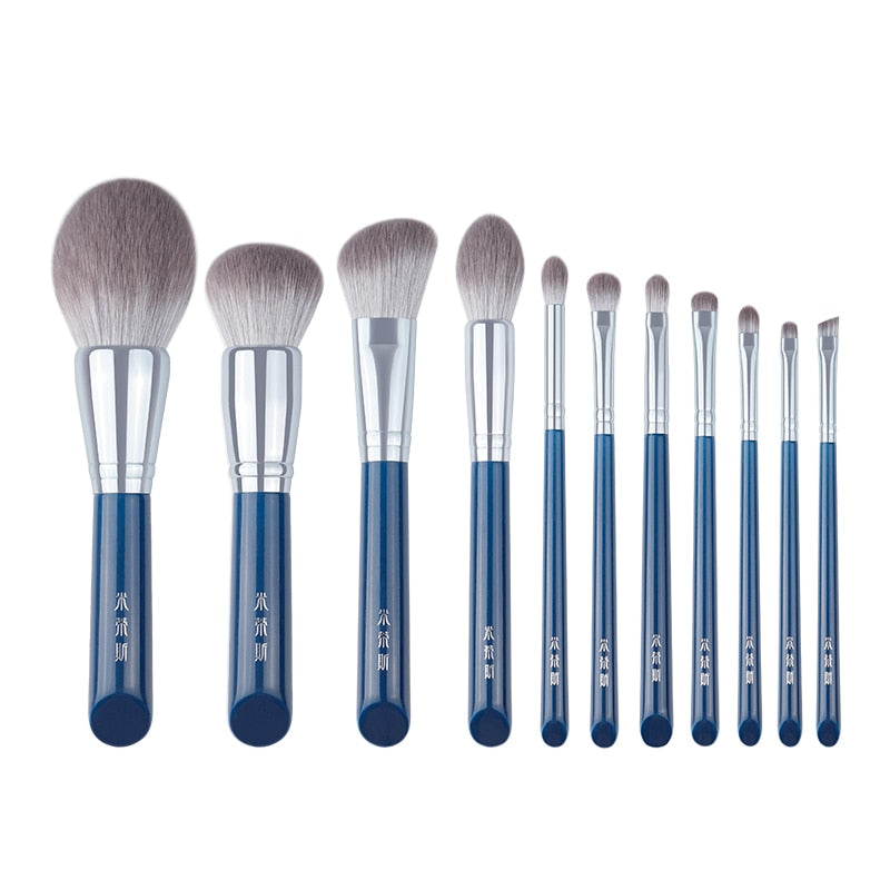 Christmas gift MyDestiny makeup brush-The Sky Blue 11pcs super soft fiber makeup brushes set-high quality face&eye cosmetic pens-synthetic hair