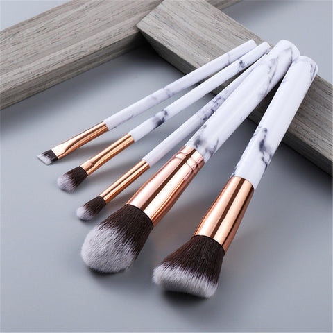 FLD 5pcs Marble Makeup Brushes Set Foundation Powder Small Eye Shadow Eyebrow Blending Concealer Beauty Cosmetic Brush Kit Tools