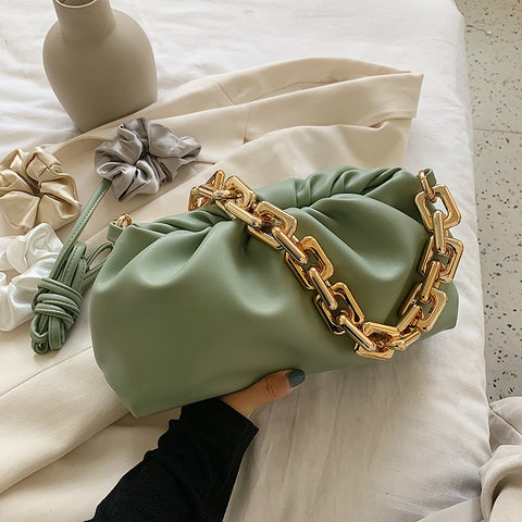 Solid Color Pleated Tote Bag 2023 Fashion New High-quality Soft Leather Women's Designer Handbag Travel Shoulder Bags Armpit Bag