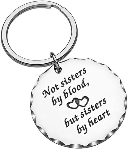 Best Friend Sister Gifts Keychain Pendant "not sisters by blood but sisters by heart" Friendship Jewelry Gift for Women Girls