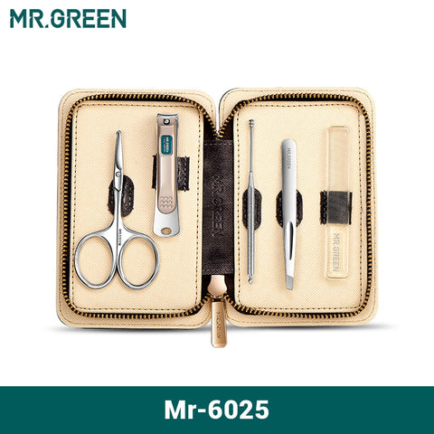 MR.GREEN Manicure Set 5 in 1 Simple and practical Kit Contrast  leather case Stainless Steel Nail Clippers Personal Care Tool