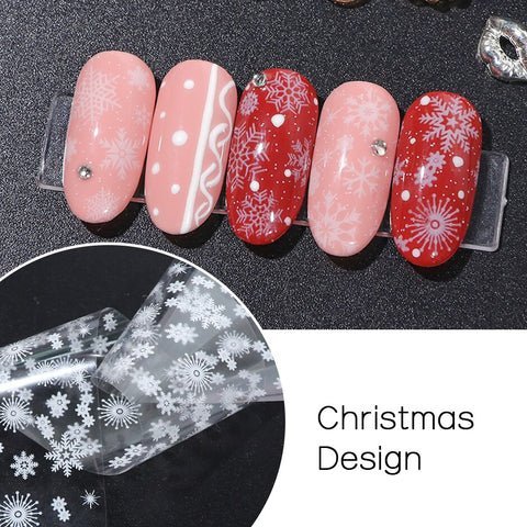 4pcs White Snowflakes Pattern Nail Foils Stickers DIY Creative Winter Decoration Merry Christmas Design Manicure Wrap Tips CH750