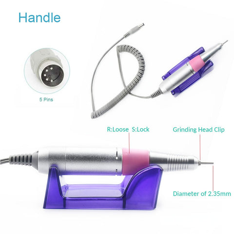 Pro 35000RPM Electric Nail Drill Machine Stainless Steel Handle Electric Manicure Drill & Accessory Nail Art Tool 3 Color Choice