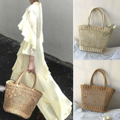 Fashion Straw Bag Beach Rattan Bags Handmade Summer Bags Woven Ladies Circle Shoulder Bag Bohemia Travel Female Tote Handbags