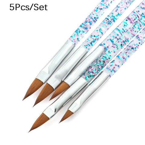 5Pcs Nail Art 3D Crystal Flower Builder Carving DIY Drawing Brush Painting Dotting Pen Manicure Tips Salon Set 11/13/15/17/19mm