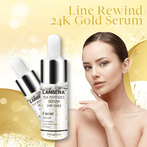 24K Gold Serum Anti-Aging Face Cream Wrinkle Skin Lift  Six Peptides Serum