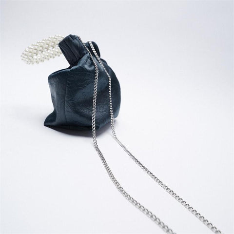 Blue Artificial Pearl Shoulder Messenger Chain Bucket Bag Fashion Hand Bags Women 2021 Purses and Handbags Luxury Designer