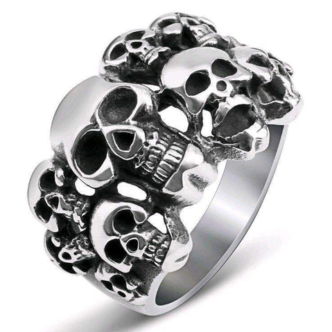 Beyprern Halloween New Arrival Men's Ring Skull Ghost Head Ring Fashion Punk Retro Skull Ring Luxury Jewelry For Men  Gothic Rings 2023