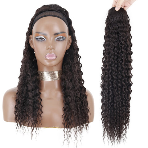 Beyprern Synthetic 26Inch 65CM Kinky Curly Ponytail Clip-In Hair Extension Long Ombre Wrap Around Fake Ponytail Black Curly Pony Tail