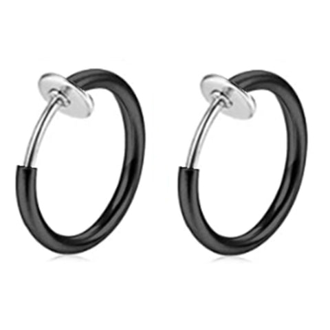 1Pair Stainless Steel Non Piercing Nose Ring Clip On Fake Nose Hoop Pack Fake Cartilage Earring Tragus Fake Lip Piercing Hoop
