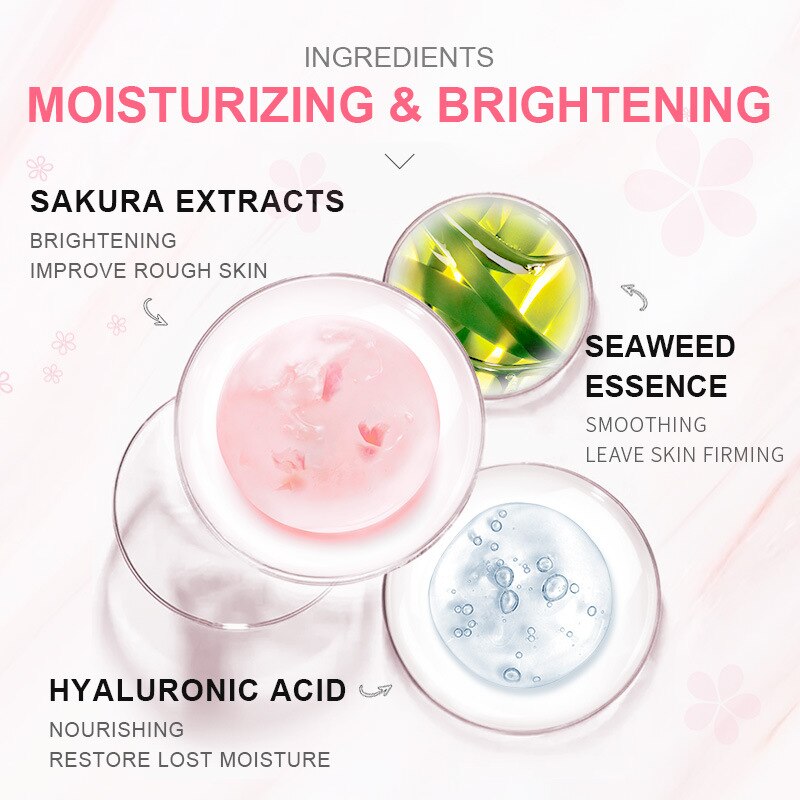 Moisturizing Face Facial Mask Fresh Anti-Acne Sakura Essence Oil Control Hydrating Sheet Sleeping Mask