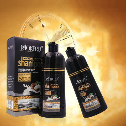 Mokeru 500ml Permanent Black Hair Color Dye Shampoo Covering Gray Hair Natural Organic Coconut Oil Essence Hair Dye Shampoo