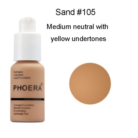 PHOERA Foundation Makeup Liquid Matte Moisturizer Face Base High Coverage Brighten Concealer Cream Face Makeup Wholesale TXTB1
