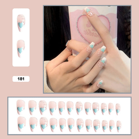 Graduation gifts Fairy nail art Pearl decoration Wearable False Nails with glue 24pcs per box with wear tools