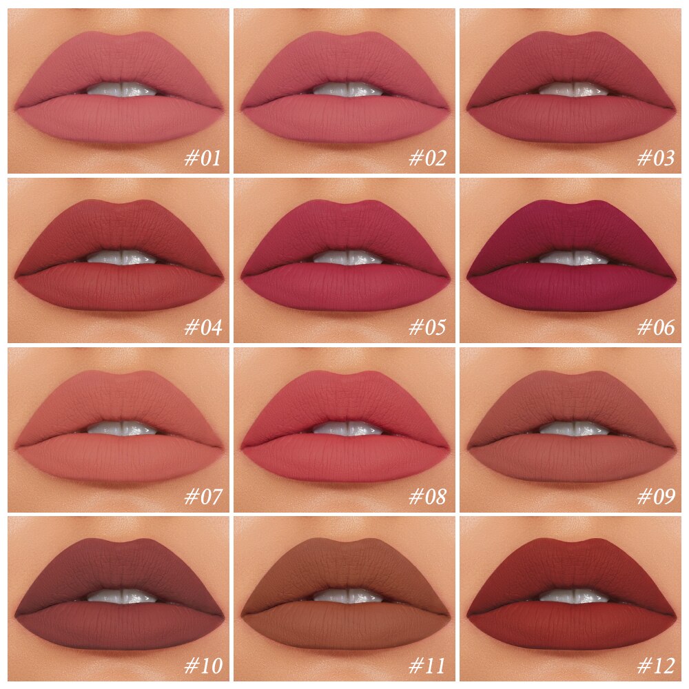 O.TWO.O Matte Lip Tint Velvet Lipstick Lip Gloss Pigment Waterproof Long-lasting 12 Colors Lip Stain For Women Cosmetics