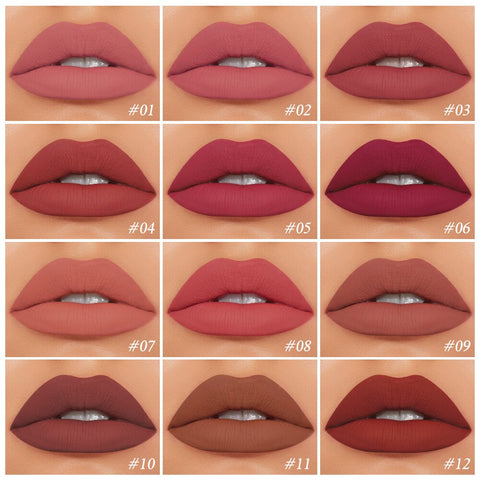 O.TWO.O Matte Lip Tint Velvet Lipstick Lip Gloss Pigment Waterproof Long-lasting 12 Colors Lip Stain For Women Cosmetics