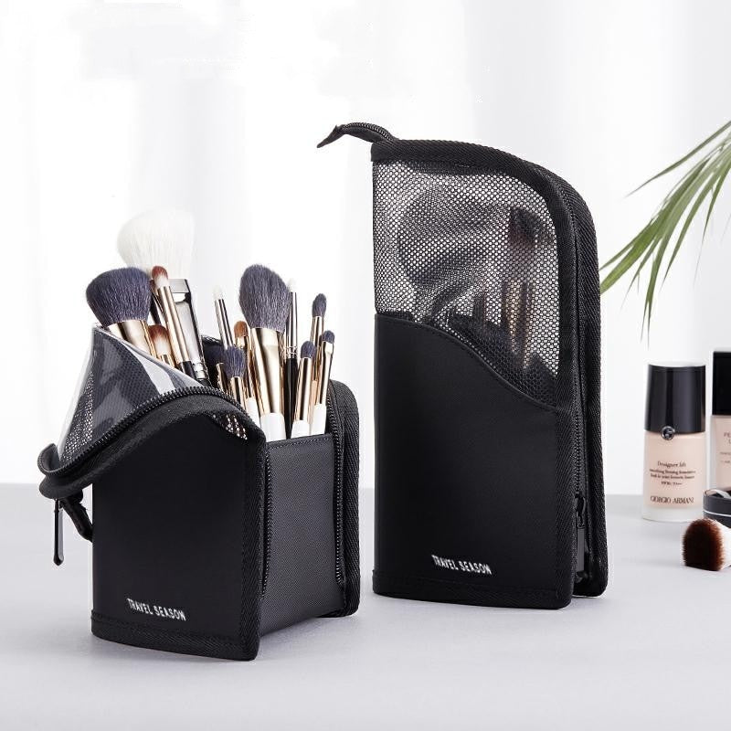 Beyprern 1 Pc Stand Cosmetic Bag For Women Clear Zipper Makeup Bag Travel Female Makeup Brush Holder Organizer Toiletry Bag
