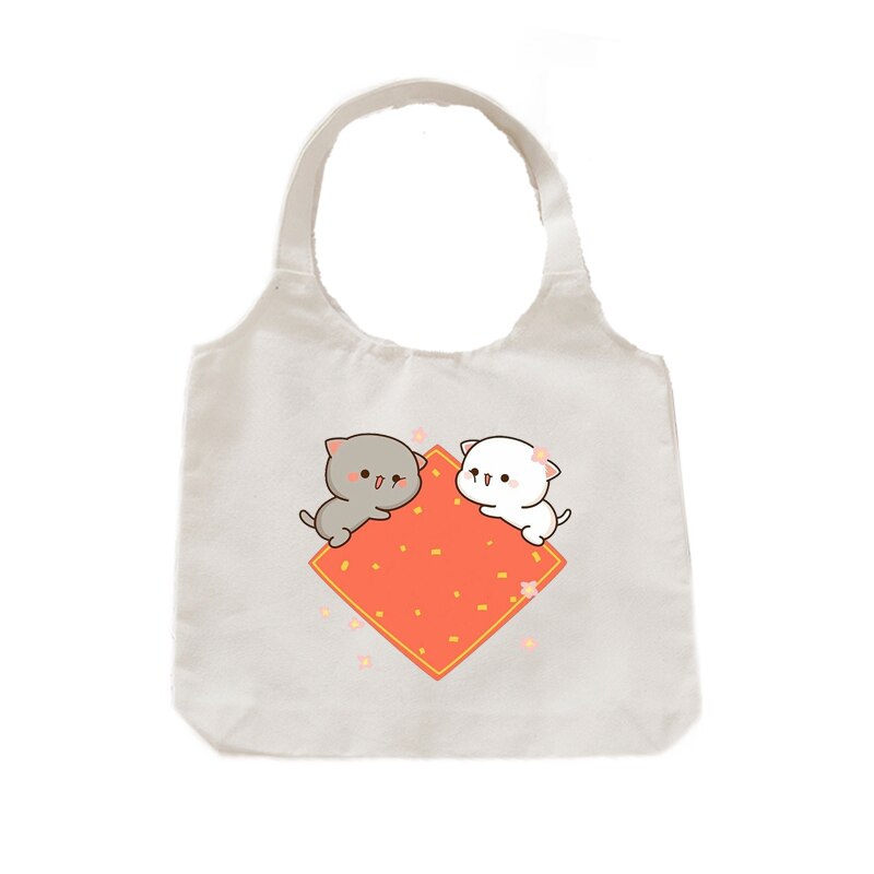 Canvas Handbag Cute Bear Printed Shopping Canvas Bag Women Large Shoulder Cloth Bags for Woman Travel Foldable Reusable Bag Girl