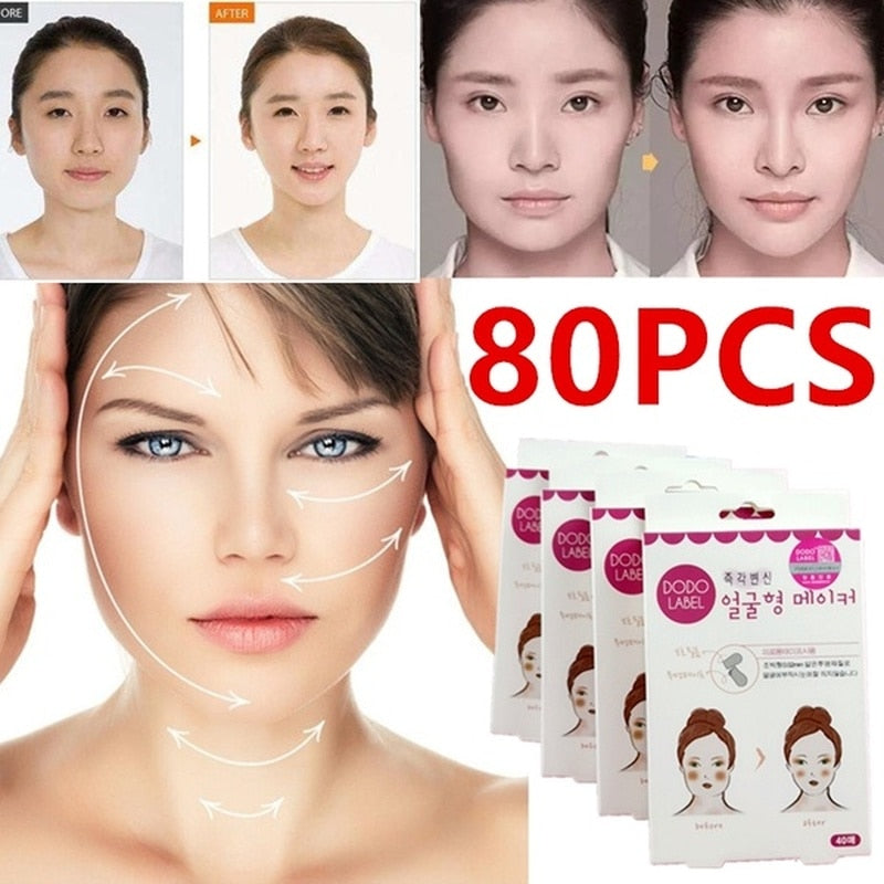 Beyprern 80/40pcs Lift Face Sticker Instant Waterproof V Shape Breathable Makeup Adhesive Tape Invisible Lifting Tighten Chin 2022 Slim
