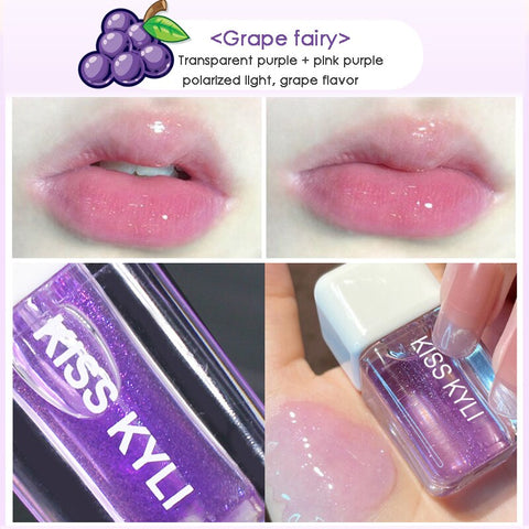 Beyprern 1PC Fruit Lip Gloss Lip Oil Jelly Moisturizing Lips Reducing Lip Lines Waterproof Lasting Liquid Lip Cosmetics Fruit Taste