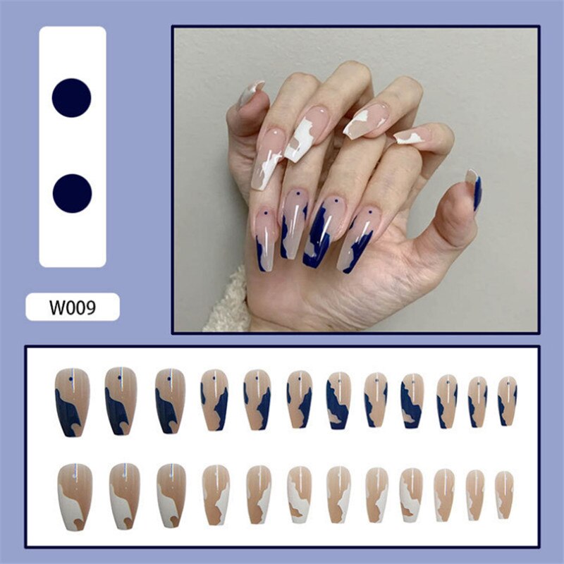 Easter  24pcs French Mid-length Wear Long Paragraph Fashion Manicure Patch False Nail Full Cover Wearable Fake Nail Matte Ballerina Art
