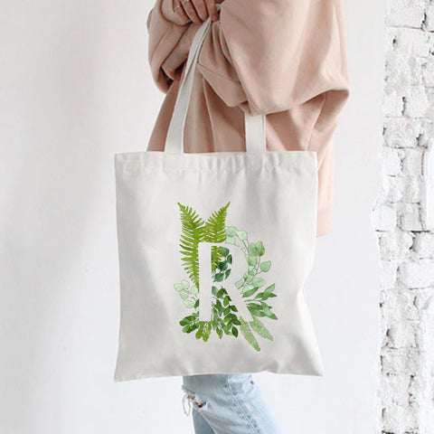Letter Reusable Women Shopping Canvas Bag Girl Aesthetic Tote Bag Eco Literary Flower Shopper Shoulder Bags for Ladies White A B