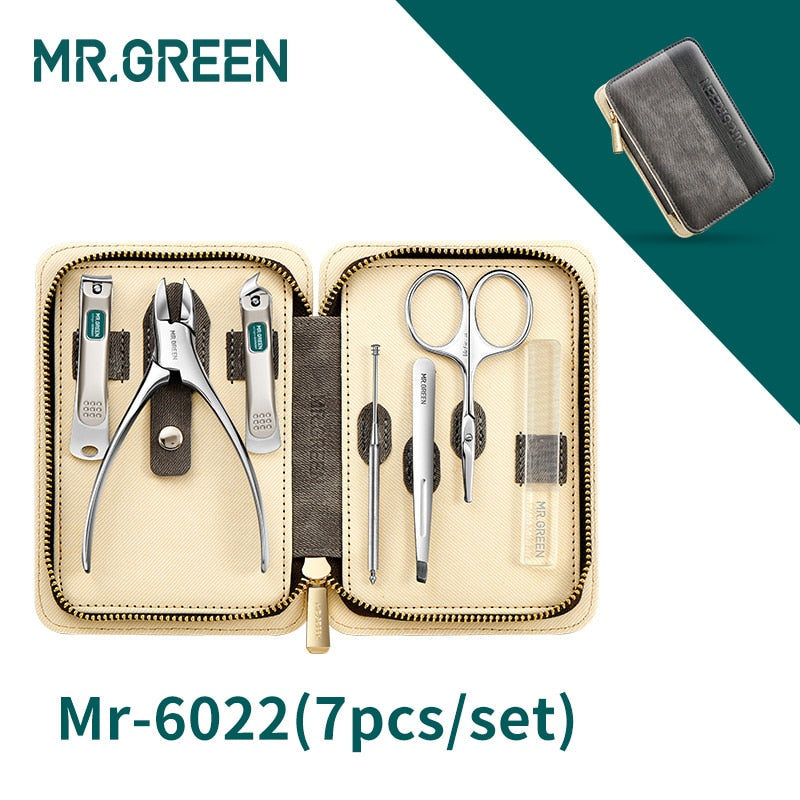 MR.GREEN Manicure Set Color Contrast sets Nail Clippers Cutter Tools Kits Stainless Steel Pedicure Travel Case for man woman
