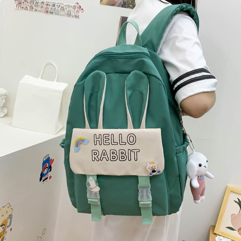 2021 New Large Capacity Cool Girl Backpack Casual Campus Style Schoolbag Women Fashion Nylon Waterproof Travel Bag Candy Color
