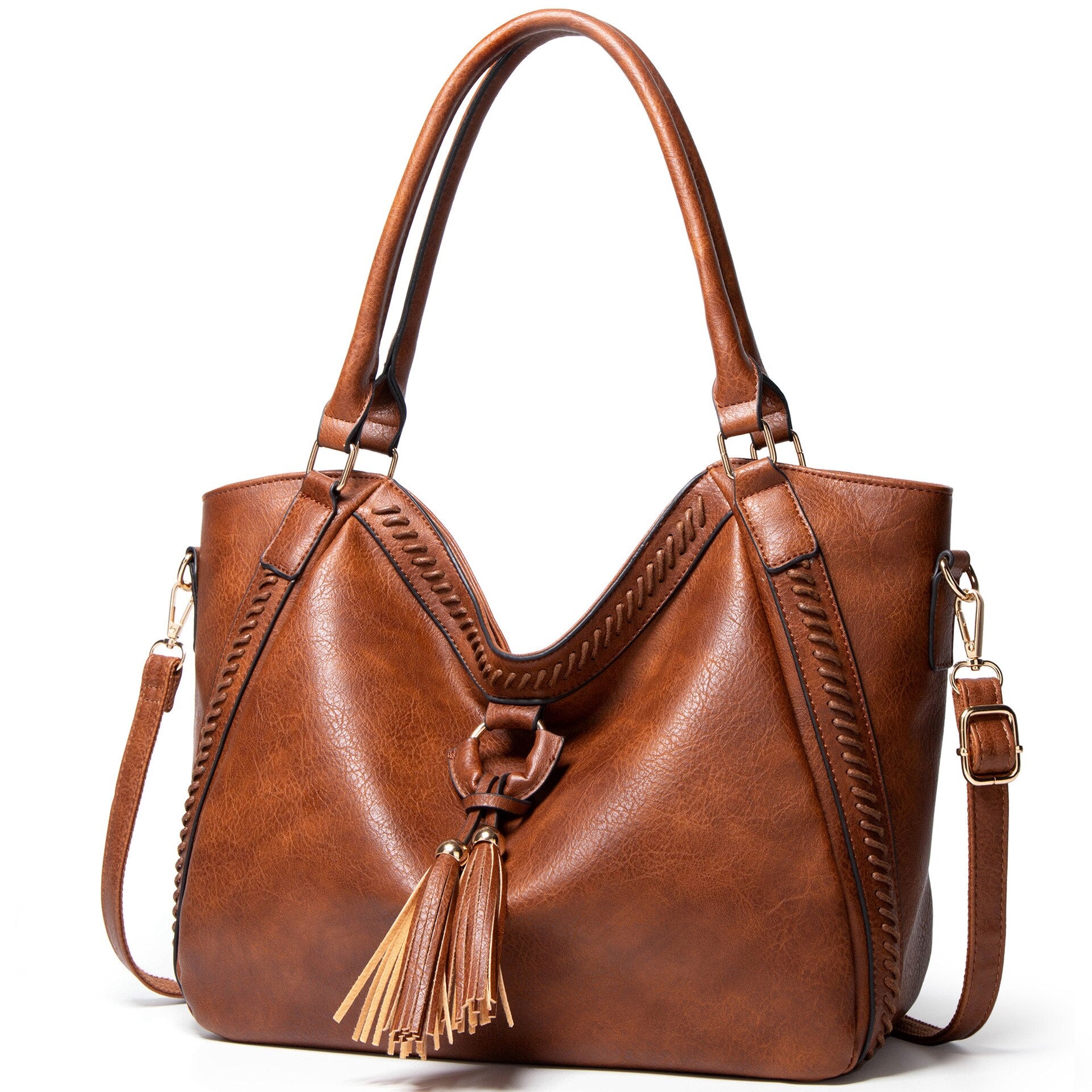 Beyprern 100% Genuine Leather Women Handbags Women Casual Tote Bag Female Handbag Shoulder Bag For Women Tote Ladies Vintage Crossbody