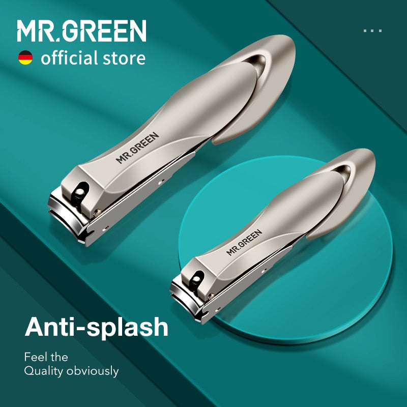 MR.GREEN Nail Clippers Stainless Steel Anti Splash Fingernail Cutter Manicure Tools Bionics Design Nail Trimmer Pedicure Scissor