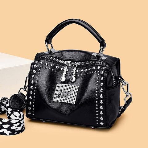 Brand Women Leather Handbags Fashion Rivet Female Bag Black High Capacity Crossbody Bags for Ladies 2020 New Luxury Shoulder Bag